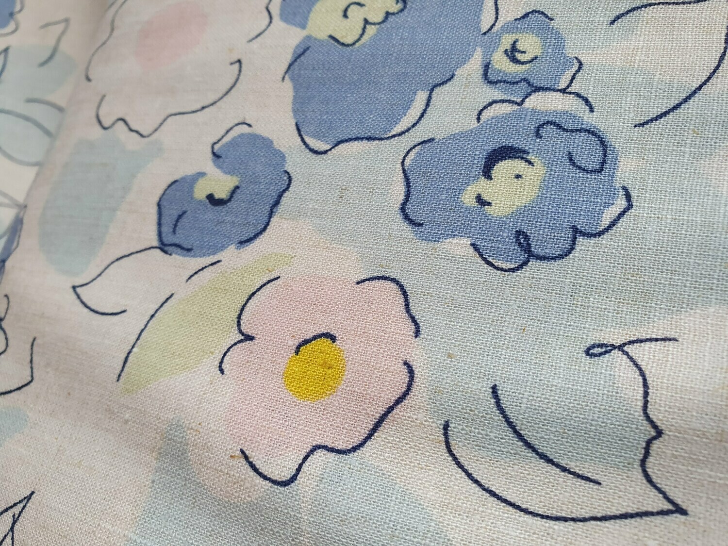 Linen/Cotton Mix Watercolour Flowers