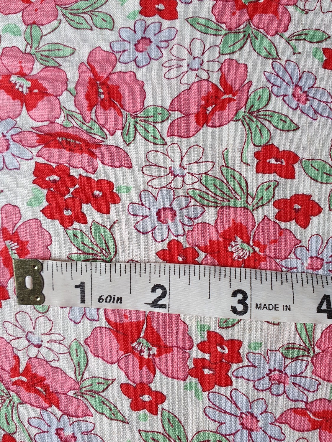 Linen Cotton Mix - Red flowers