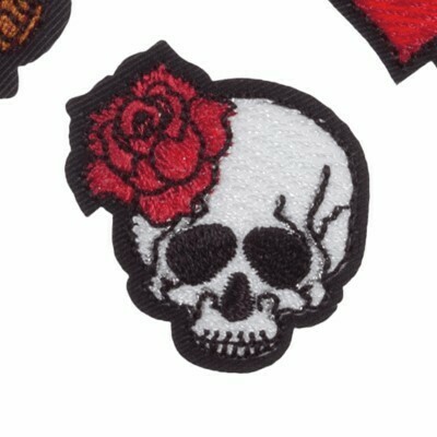 Motif - skull with a rose and winged heart