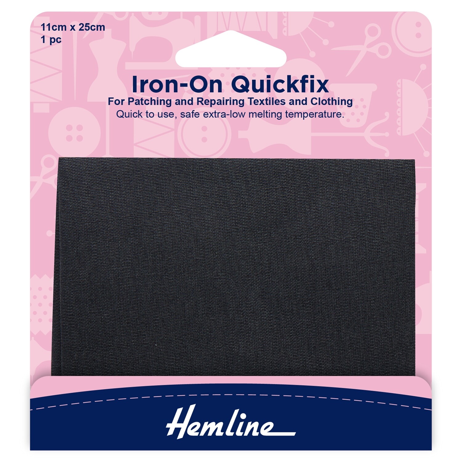 Quickfix Iron-On Cotton Patches: Grey - 11 x 25cm