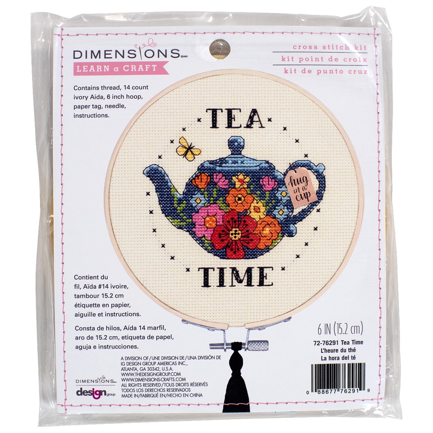 Counted Cross Stitch Kit With Hoop: "Tea Time"