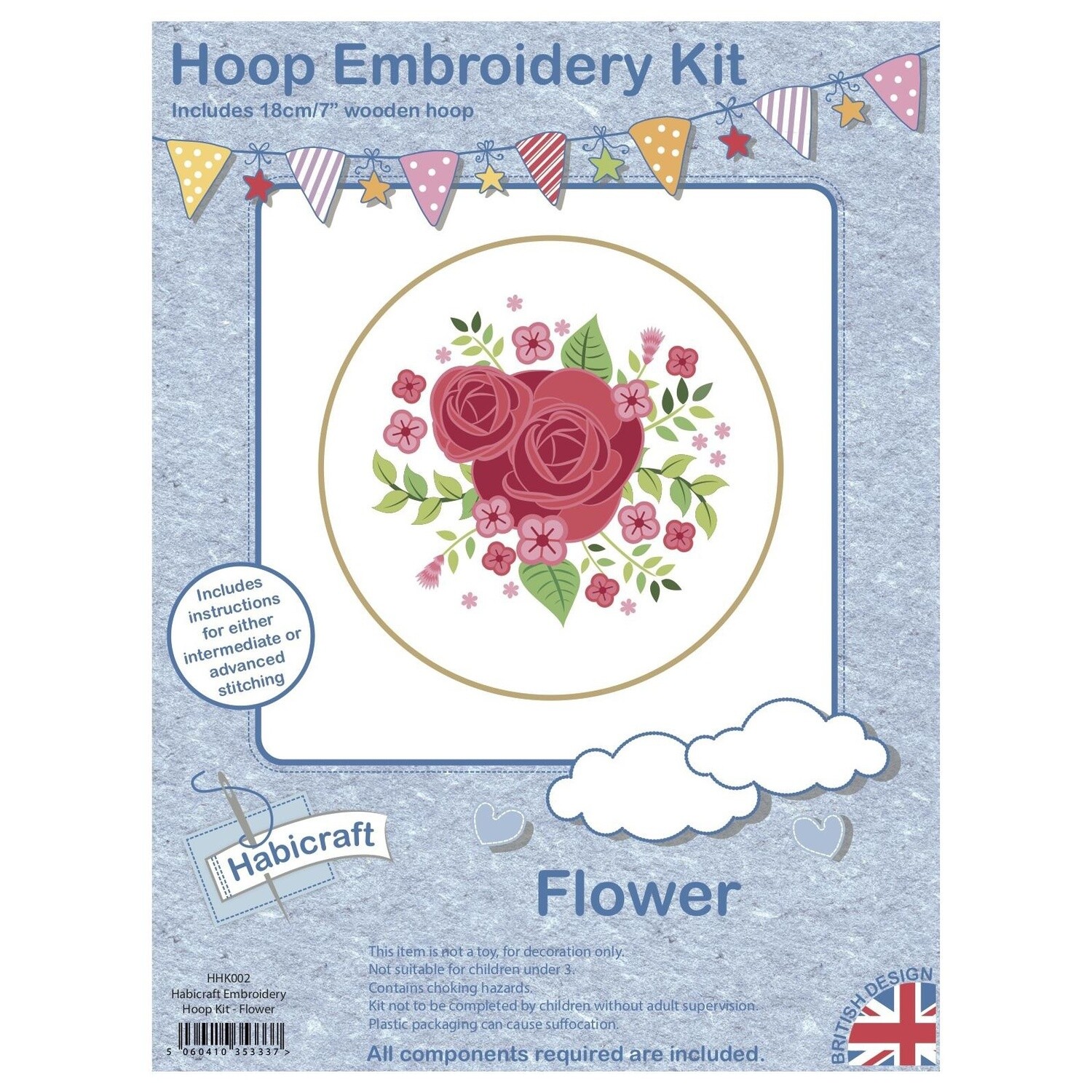 Flower Embroidery Kit 18cm Hoop