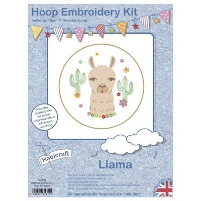 Llama Embroidery Kit 18cm Hoop