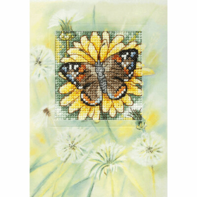 Counted Cross Stitch Kit Greetings Card: Butterfly and Sunflower