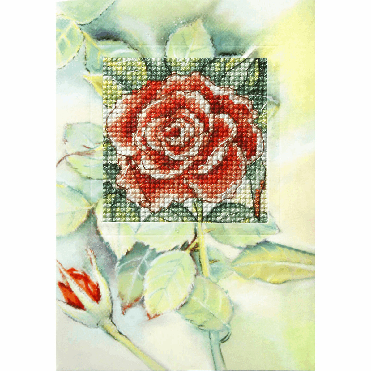 Counted Cross Stitch Kit Greetings Card: Red Rose