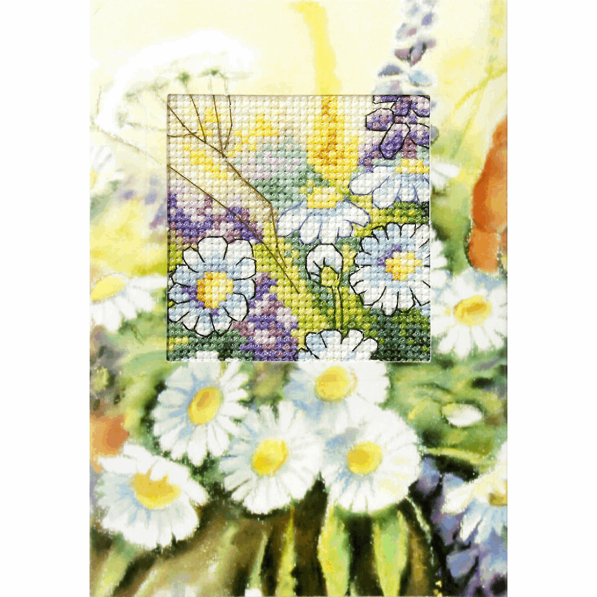 Counted Cross Stitch Kit Greetings Card: Daisies
