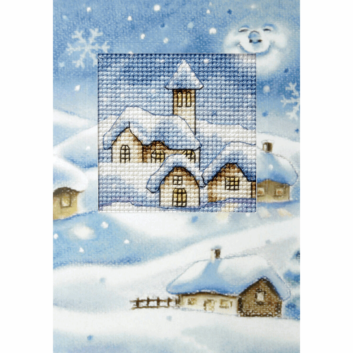 Counted Cross Stitch Kit Greetings Card: Christmas Church