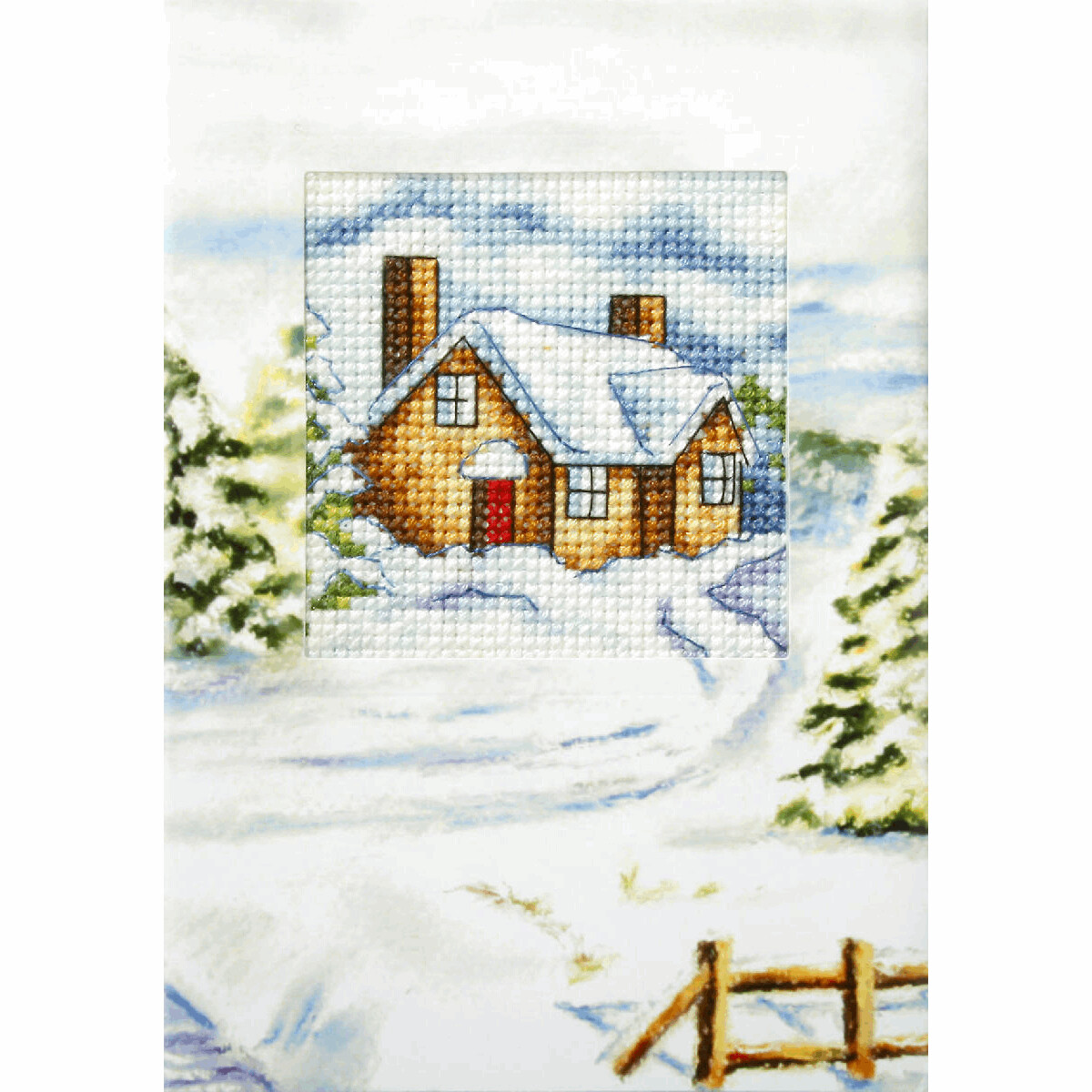 Counted Cross Stitch Kit Greetings Card: House in Winter