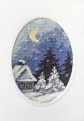 Counted Cross Stitch Kit Greetings Card: Twilight Winter Scene