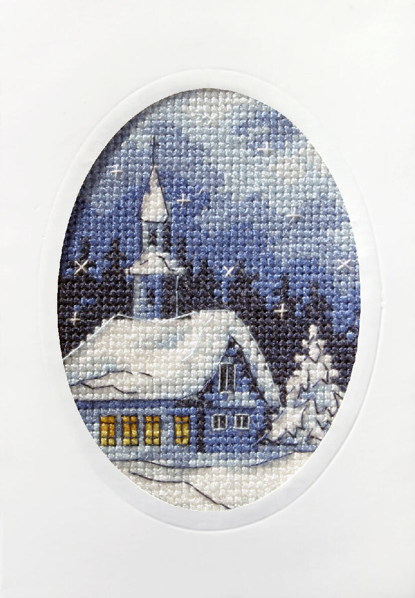 Counted Cross Stitch Kit Greetings Card: Twilight Church