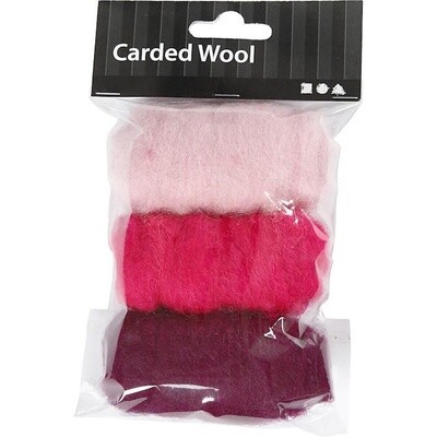 Needle felting Carded Wool Pink Harmony