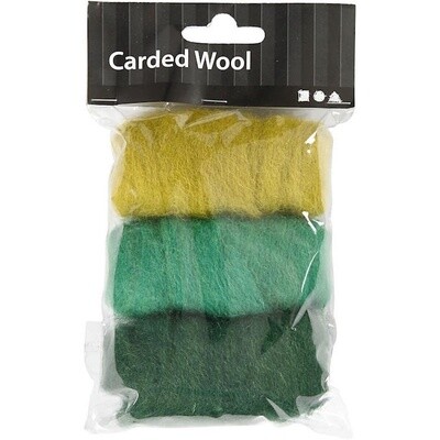 Needle felting Carded Wool Green Harmony