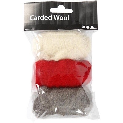 Needle felting Carded Wool Red Harmony
