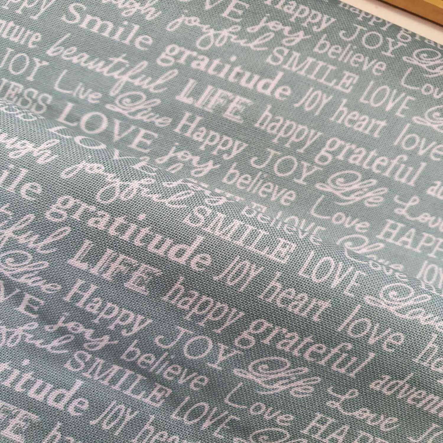 Benartex Words to Live By - Words - Turquoise