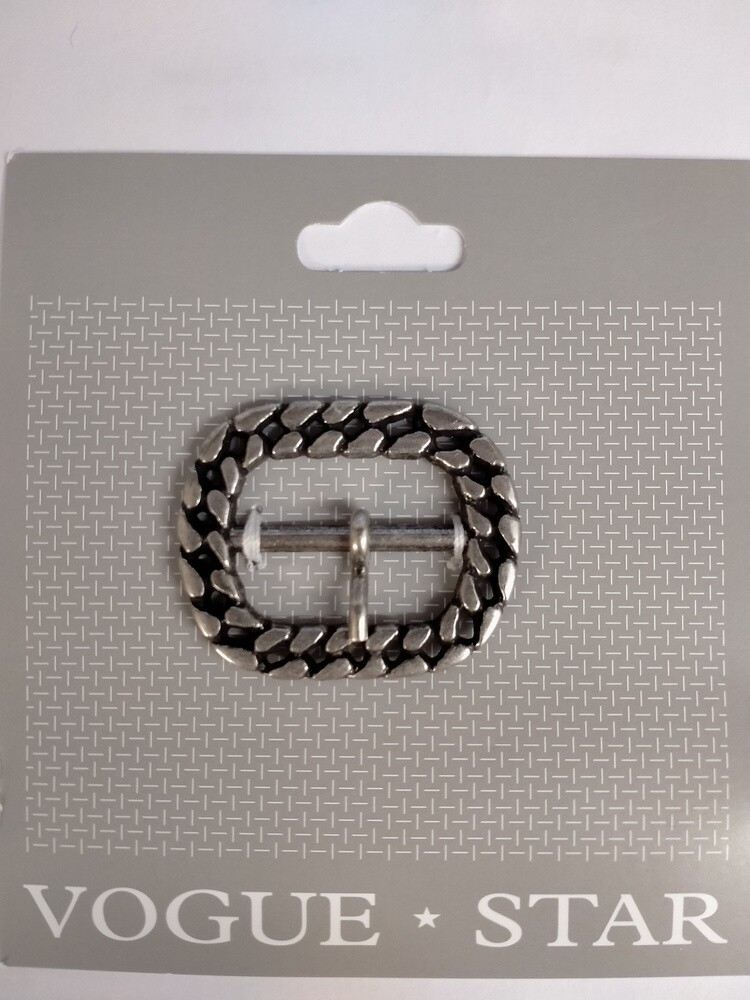 Belt Buckle Oval Chainmail Silver 35x30mm