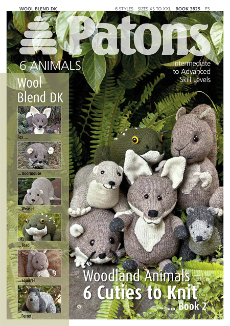 6 Animals in Wool blend DK by Patons 3825