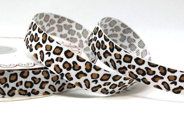 Leopard Print Grosgrain Ribbon 16mm