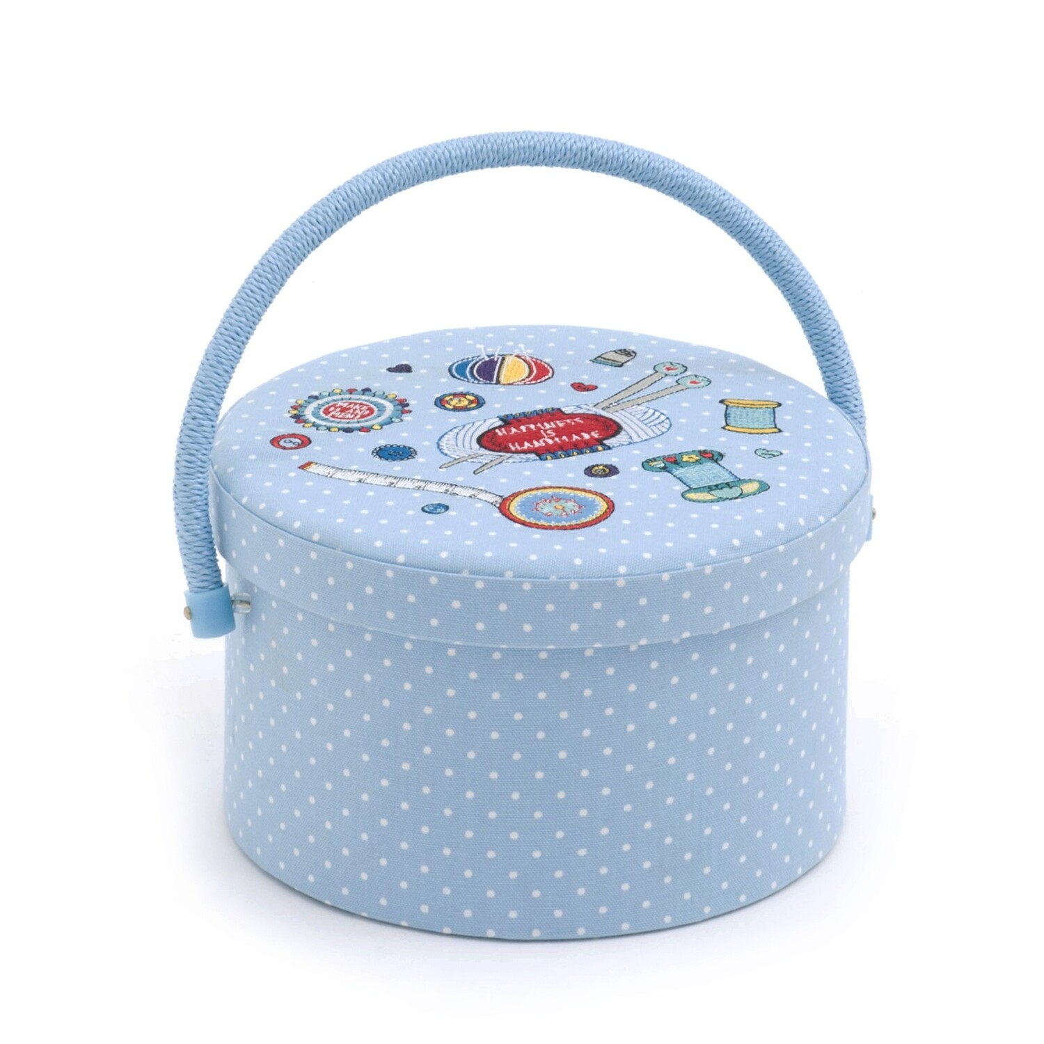 Round Sewing Box: Embroidered: Contemporary Notions