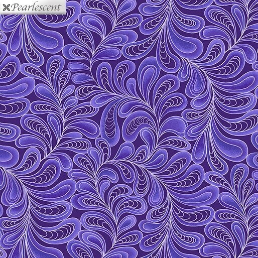 Benartex Cat-I-Tude -Purple Feathery Paisley