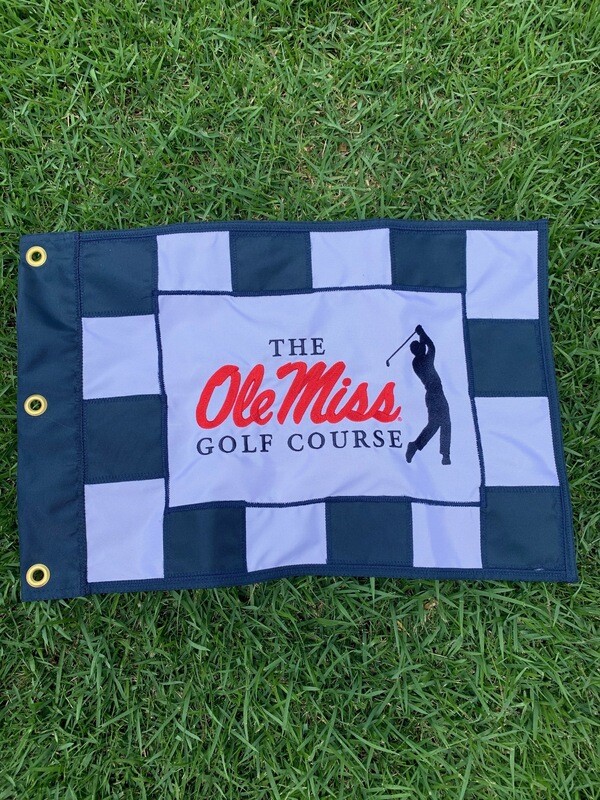 Ole Miss Golf Course Flag Navy/White