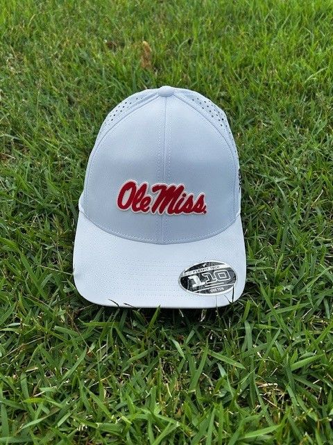 Branded Bills Curved Performance Hat White &quot;Ole Miss&quot;