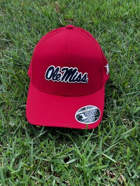 Branded Bills Curved Performance Hat Red &quot;Ole Miss&quot;