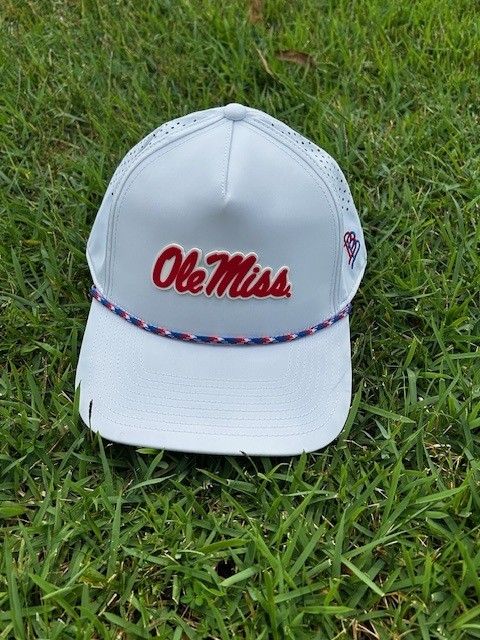 Branded Bills Curved 5 Panel Rope Hat White &quot;Ole Miss&quot;