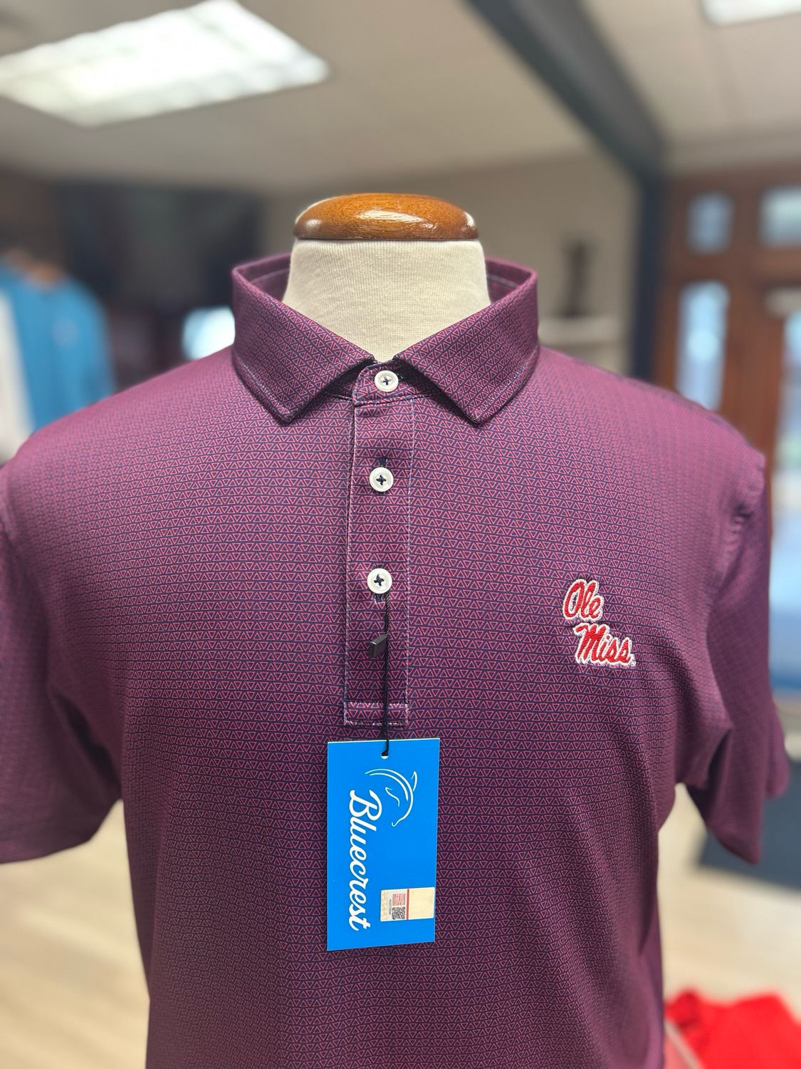 Bluecrest Apex Print Performance Polo (Red/Navy)