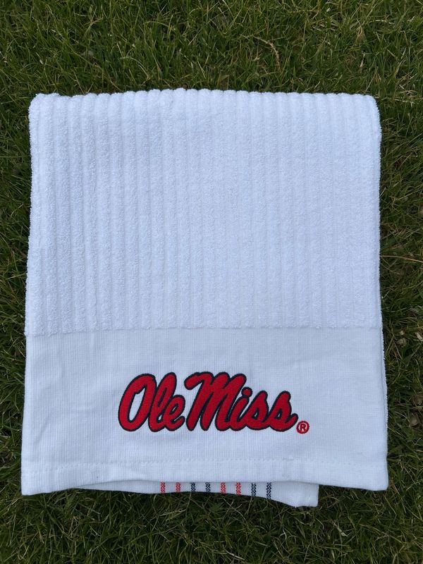 Ole Miss Caddy Towel (White)