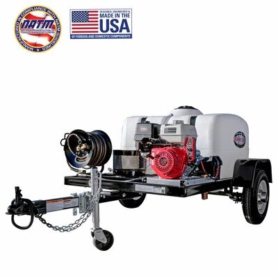 Mobile Trailer 95003
4200 PSI at 4.0 GPM with HONDA® GX390 CAT® Triplex Plunger Pump
