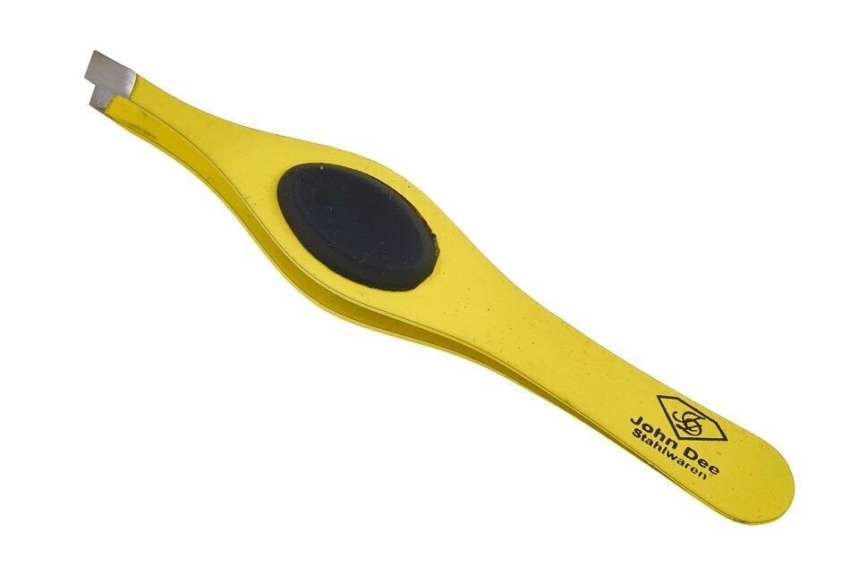 Haarzupfpinzette GRIP YELLOW | Schräg | 10cm 