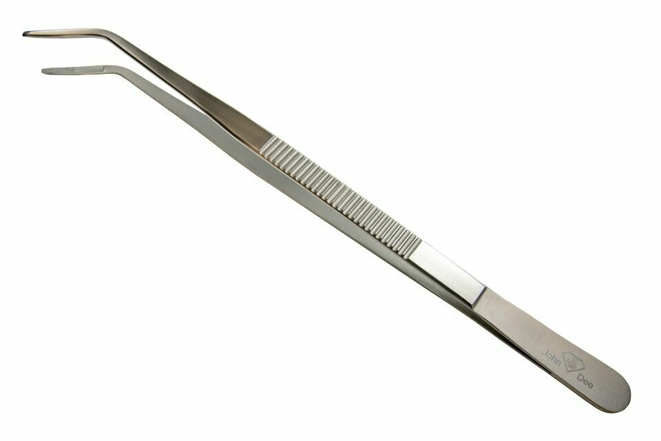 Grill und Kochpinzette / Gezahnt /  Spitze ist gebogen und das Ende abgerundet / 40cm Gesamtlänge / KOP001