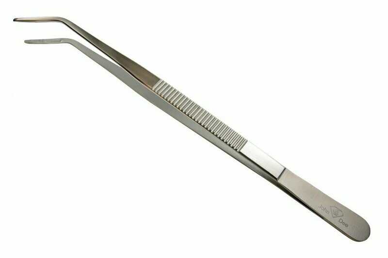 Grill und Kochpinzette / Gezahnt /  Spitze ist gebogen und das Ende abgerundet / 40cm Gesamtlänge / KOP001