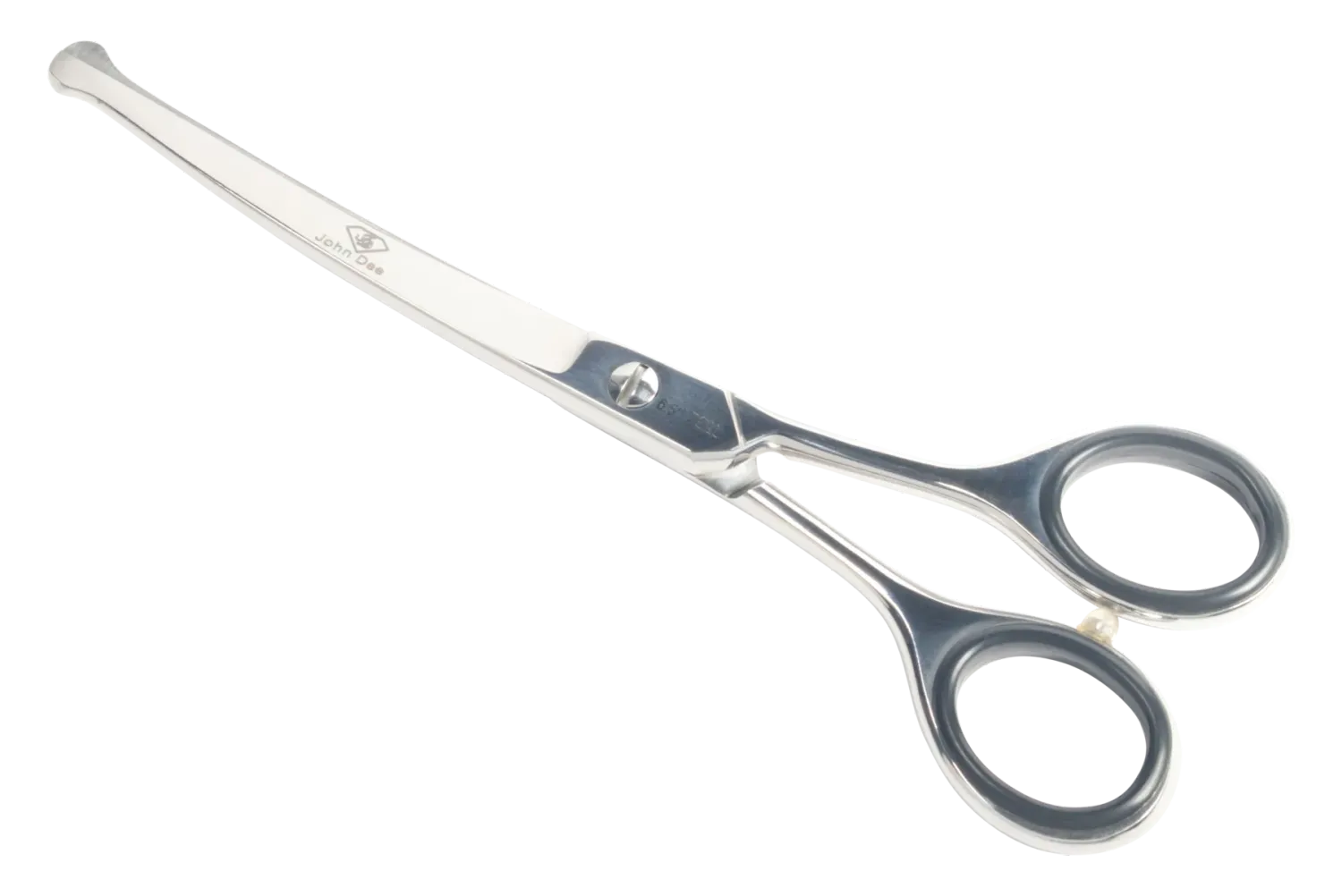 Frisörschere - Trimmschere 6 zoll - gebogene Schneide - Spitze ist abgestumpft- Microgezahnt