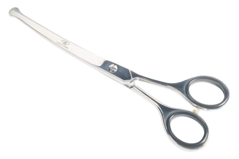 Frisörschere - Trimmschere 6 zoll - gebogene Schneide - Spitze ist abgestumpft- Microgezahnt