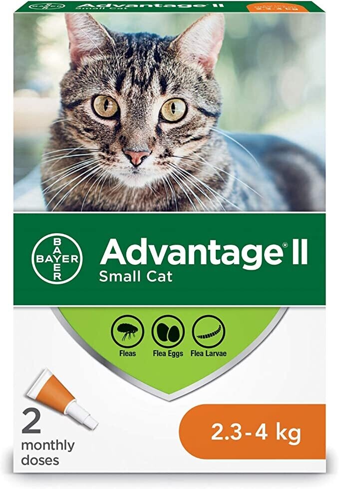 Bayer Advantage II Flea Treatment for Small Cats 2.23 Kg-4 Kg - 2 dose pack