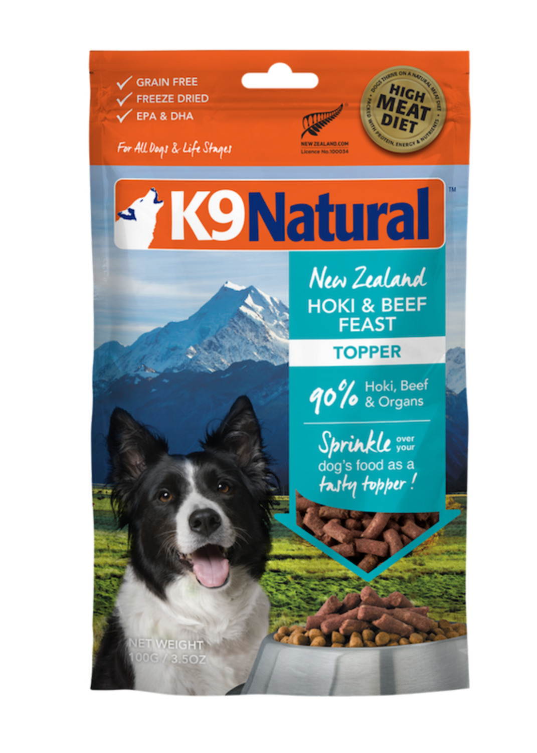 K9 Natural Dog Freeze Dried Food Hoki&Beef Topper 100g