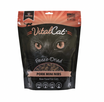 Vital Essentials Pork Mini Nibs Grain Free Cat Freeze-Dried Food 12oz