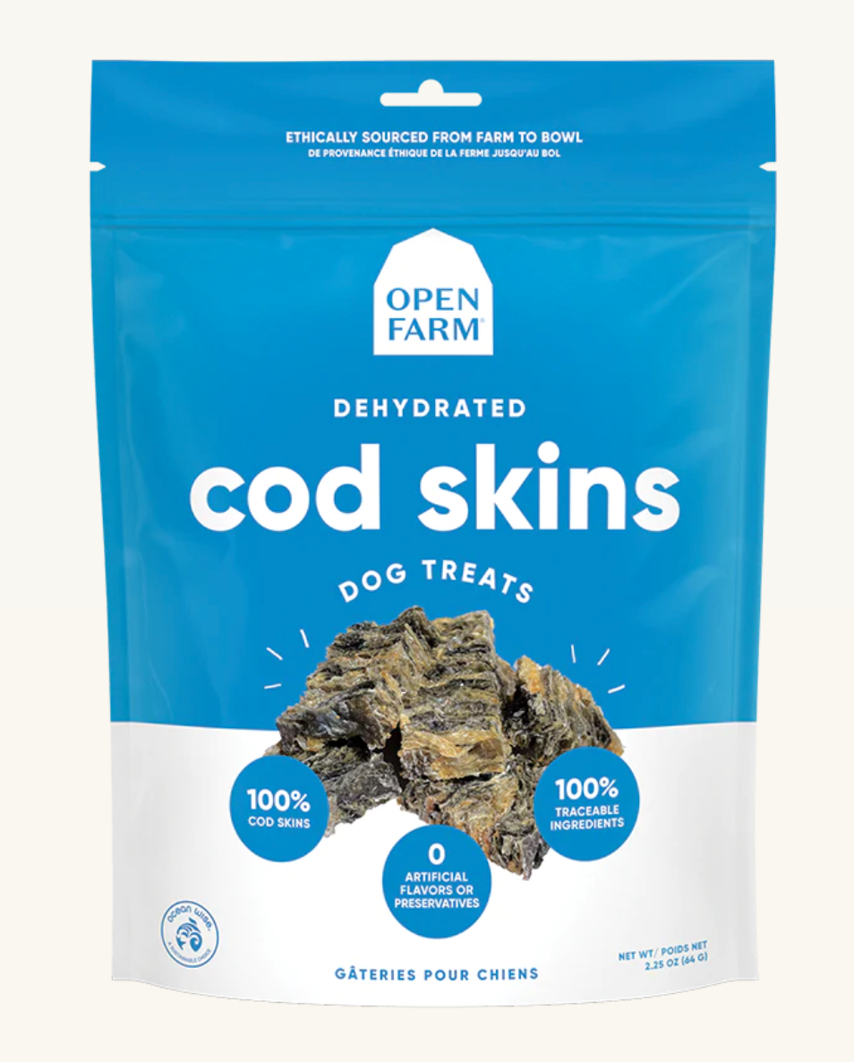 Open Farm Dehydrated Cod Skins Dog Treat 2.25oz