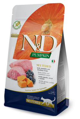 Farmina N&D Pumpkin Grain Free Neutered Cat Dry Food Lamb & Blueberry