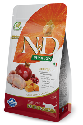 Farmina N&D Pumpkin Grain Free Neutered Cat Dry Food Quail & Pumpkin