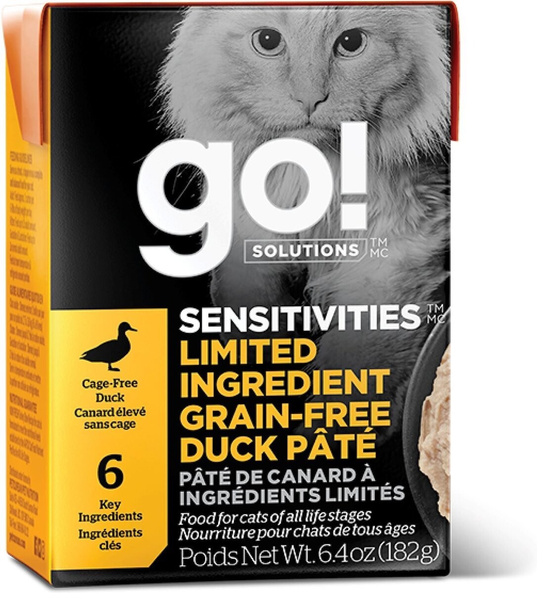 Petcurean GO! Sensitivities Lid Grain Free Duck Pâté For Cats 6.4 Oz