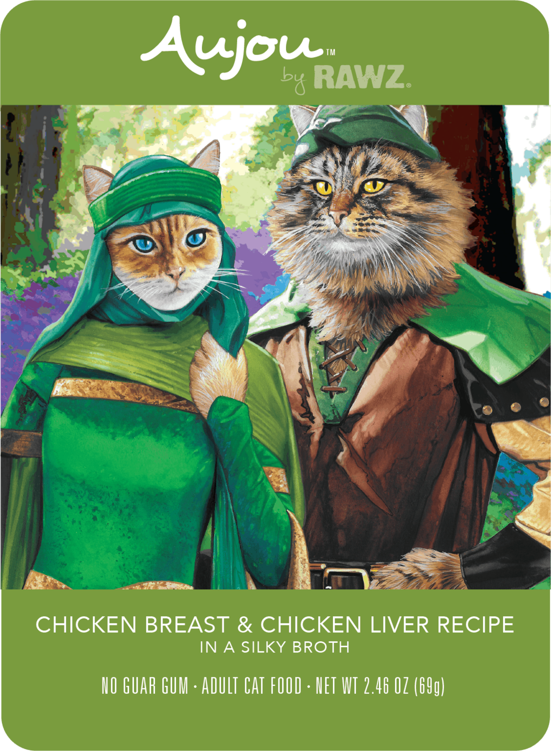 RAWZ Aujou Pouche Chicken Breast & Chicken Liver Recipe Cat Wet Food 2.46oz