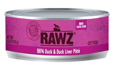 RAWZ Cat 96% Duck& Duck Liver Pate Cat Wet Food 5.5oz