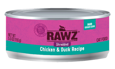 Rawz Cat Shredded Chicken & Duck Recipe Cat Wet Food 3oz