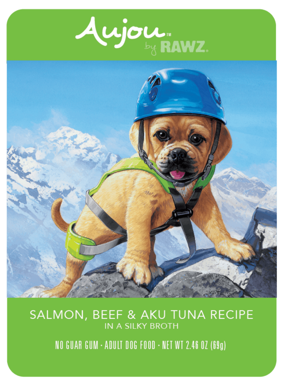 Rawz Aujou Dog Salmon,Beef & Aku Tuna Recipe 2.46oz/69g