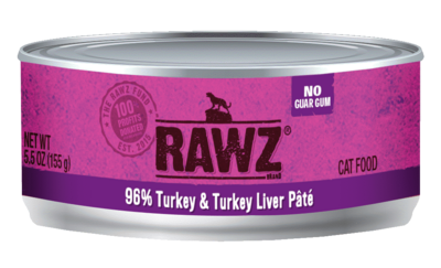 RAWZ Cat 96% Turkey & Turkey Liver Pate Cat Wet Food 3oz