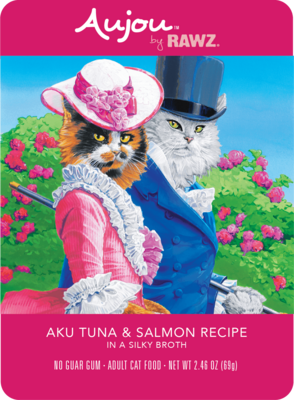 Rawz Aujou pouche Aku Tuna& Salmon  Recipe Cat Wet Food 2.56oz