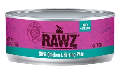 RAWZ Cat 96% Chicken & Herring Pate Cat Wet Food 5.5 oz