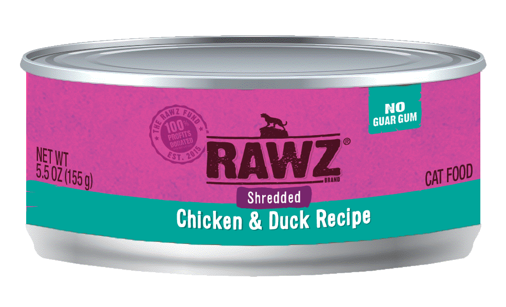 Rawz Cat Shredded Chicken & Duck Recipe Cat Wet Food 5.5oz